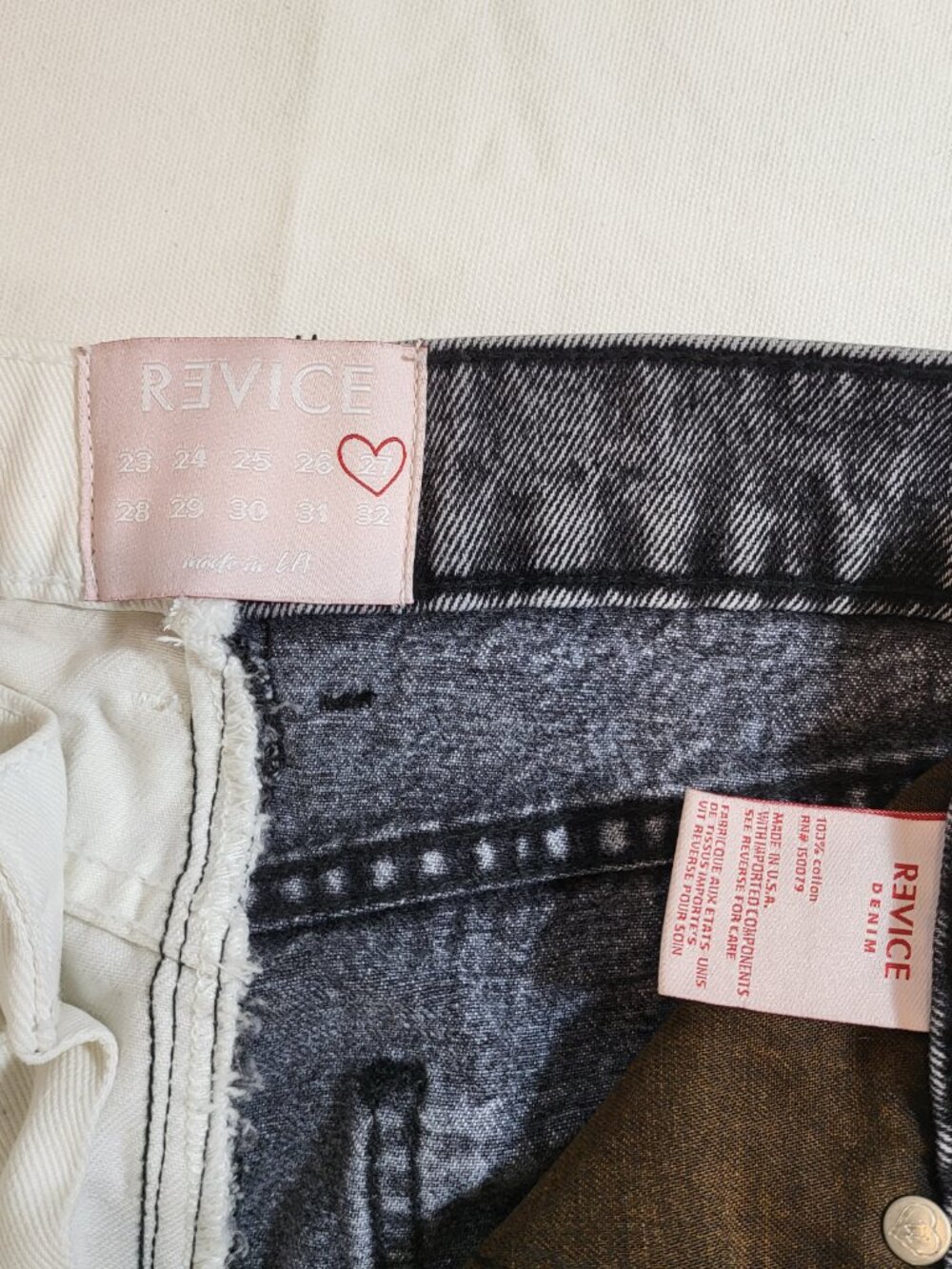 REVICE Denim "True Love Checkmate" Two-Tone Split Jeans. White/Acid Black sz27 - Picture 4 of 4
